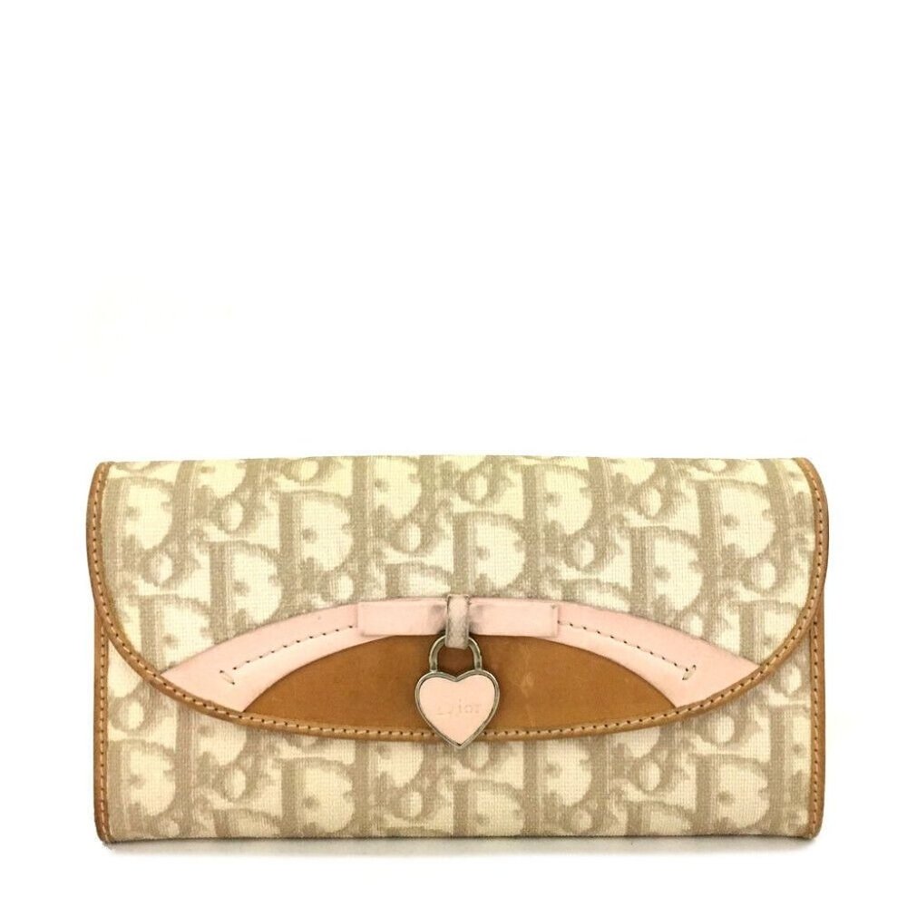 557164A V Christian Dior Wallet Long Trotter Canvas Leather Bifold
